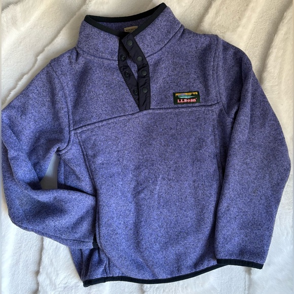 LL Bean 1/4 Snap Purple Fleece Sweater Pullover - Girls Size 6-7 - Picture 5 of 8